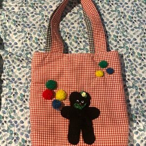 Vintage red and white gingham bucket bag